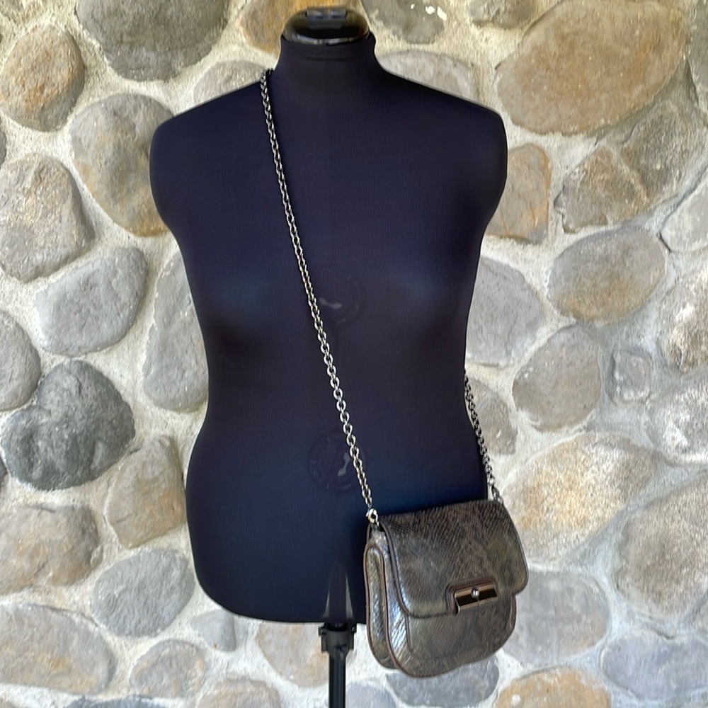 Coach Kristen python gunmetal petite crossbody / clutch bag